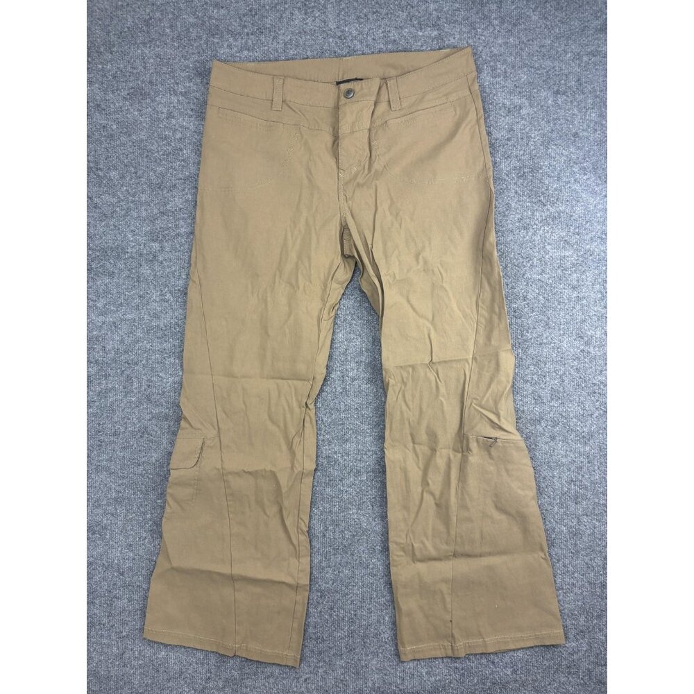 Athleta Cargo Pants Womens 10 Beige Twill Straight Leg Hiking Outdoor Casual